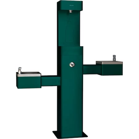 Global Industrial Outdoor Bottle Filling Station & Bi-Level Fountain w/ Filter, Green 761220GNF